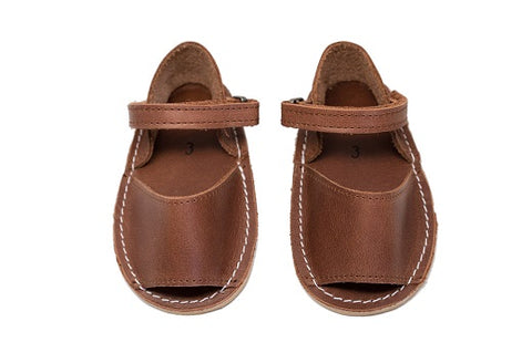 Little Frailera Leather Sandals Brown