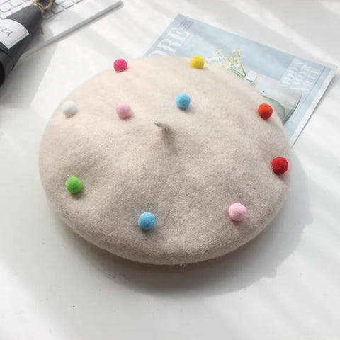 Colorful Pom Pom Beret (1-3 years)