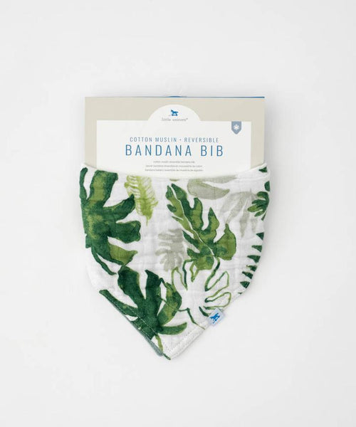 Muslin Reversible Bandana Bib - Tropical Leaf