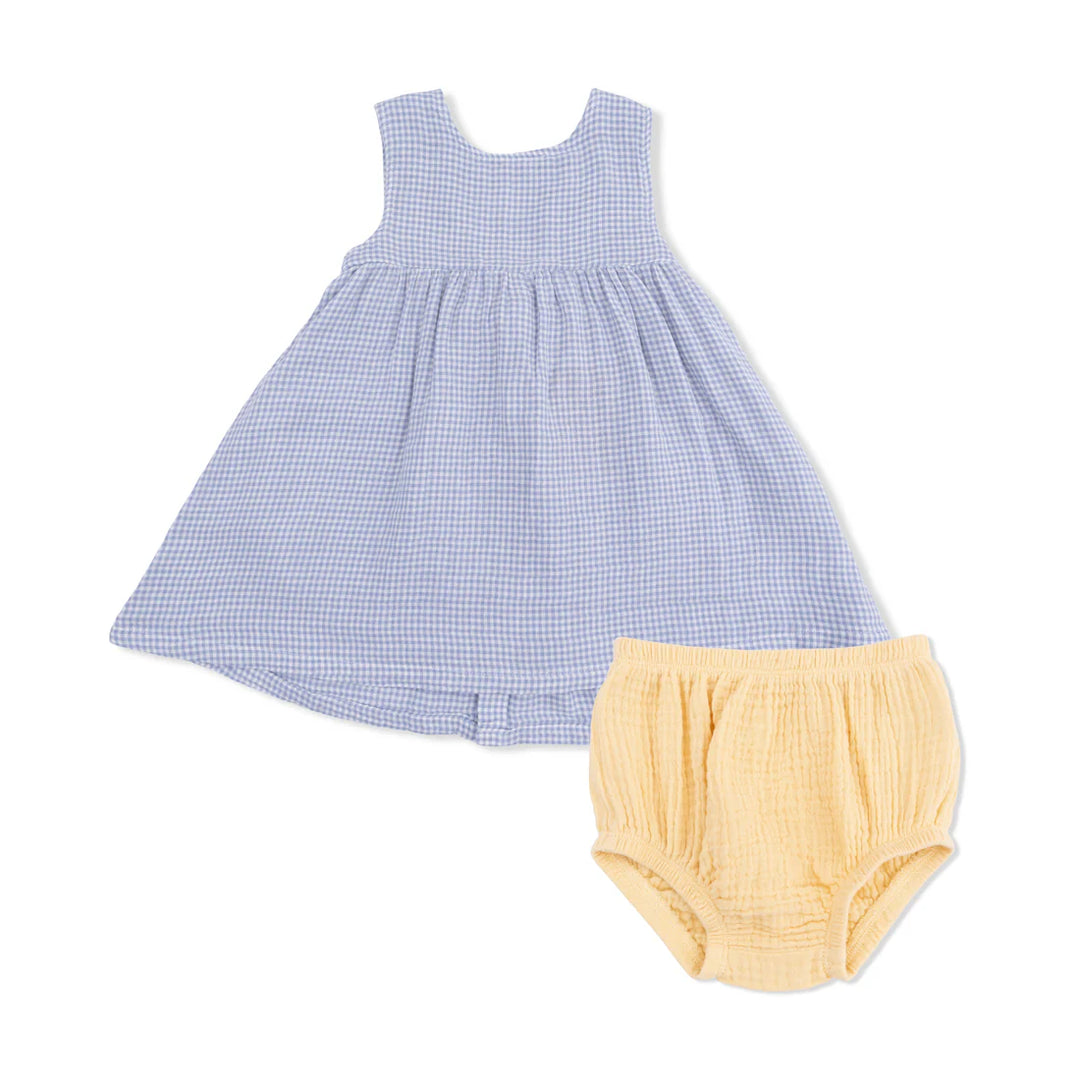 Blue Blizzard Micro Gingham Dress + Bloomer