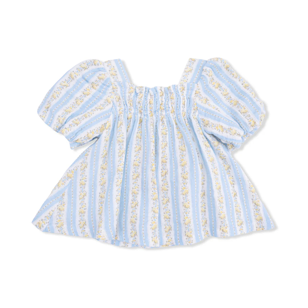 Odalys Floral Stripe Puff Sleeve Dress w/ Bloomer