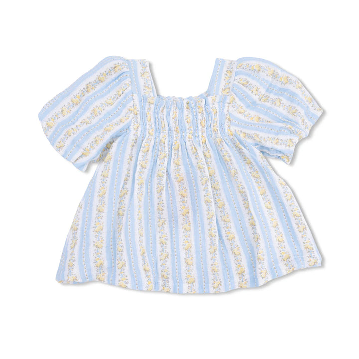 Odalys Floral Stripe Puff Sleeve Dress w/ Bloomer