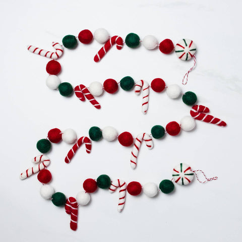 Candy Cane Felt Christmas Garland