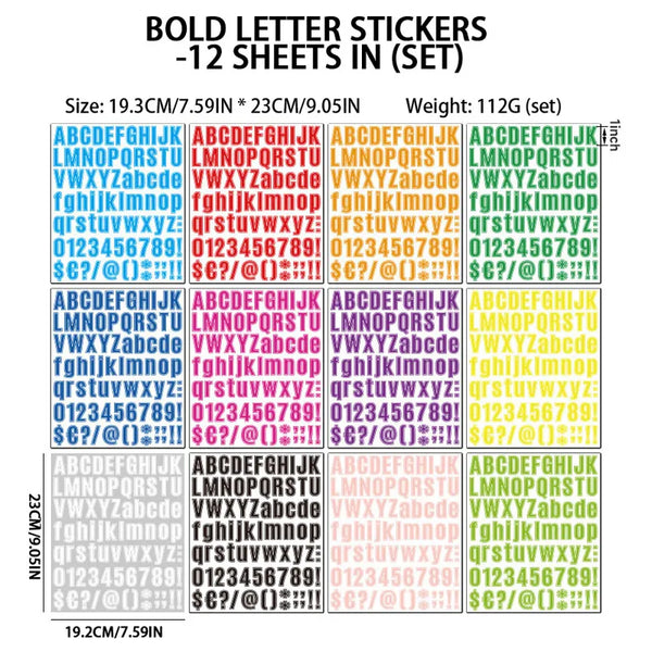 Alphabet & Number Stickers (12 sheets)