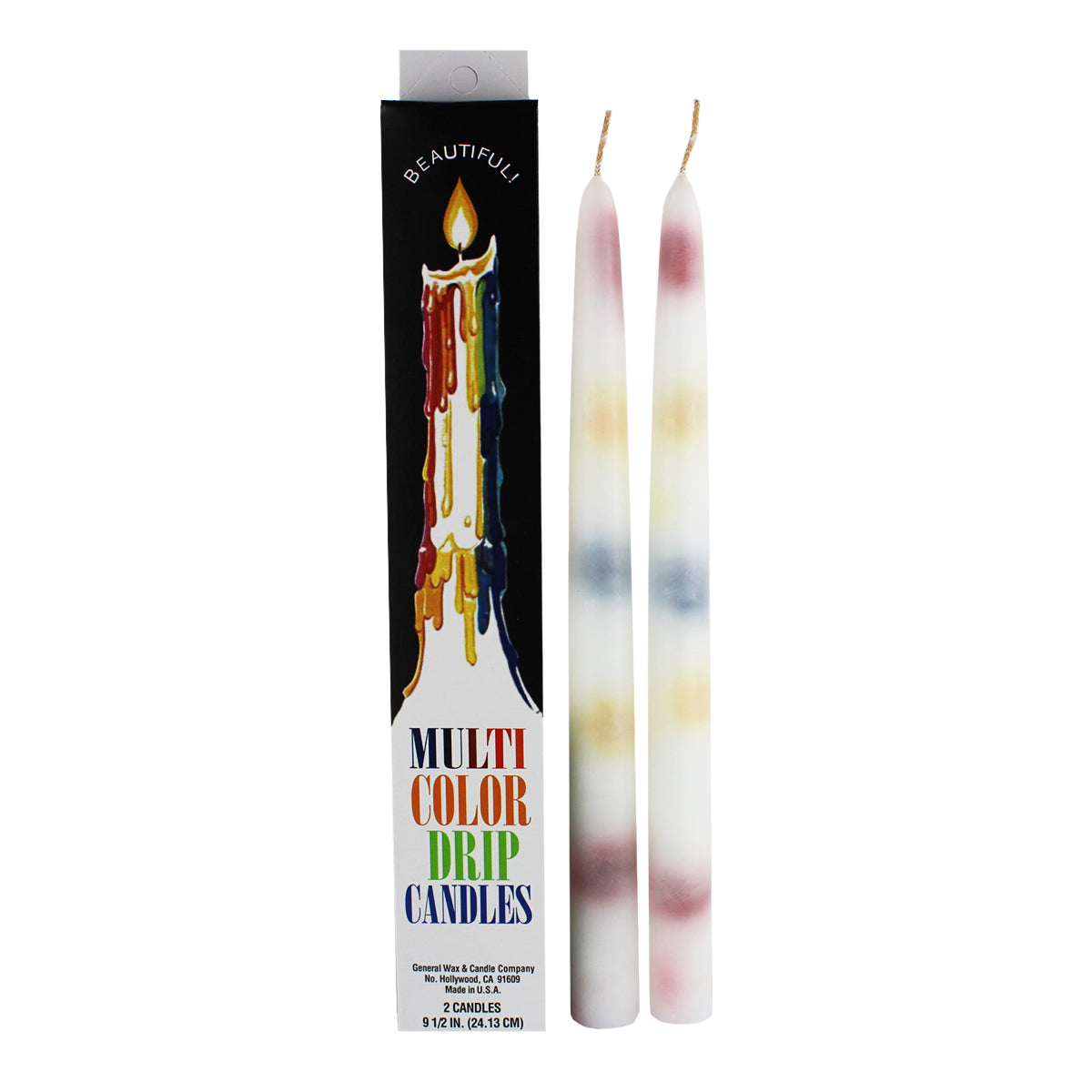 Multi Color Drip Taper Candle Set of 2