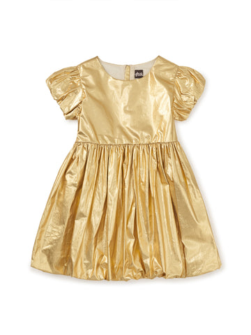 Metallic Gold Balloon Skirted Dress