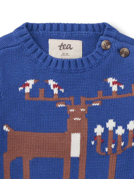 Majorelle Blue Reindeer Baby Sweater