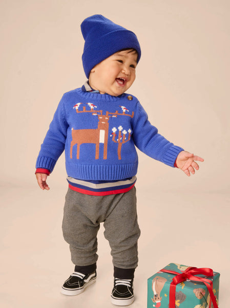 Majorelle Blue Reindeer Baby Sweater