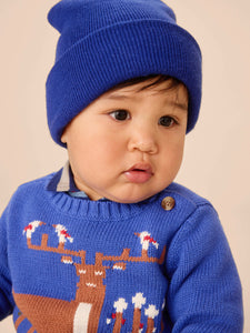 Majorelle Blue Reindeer Baby Sweater