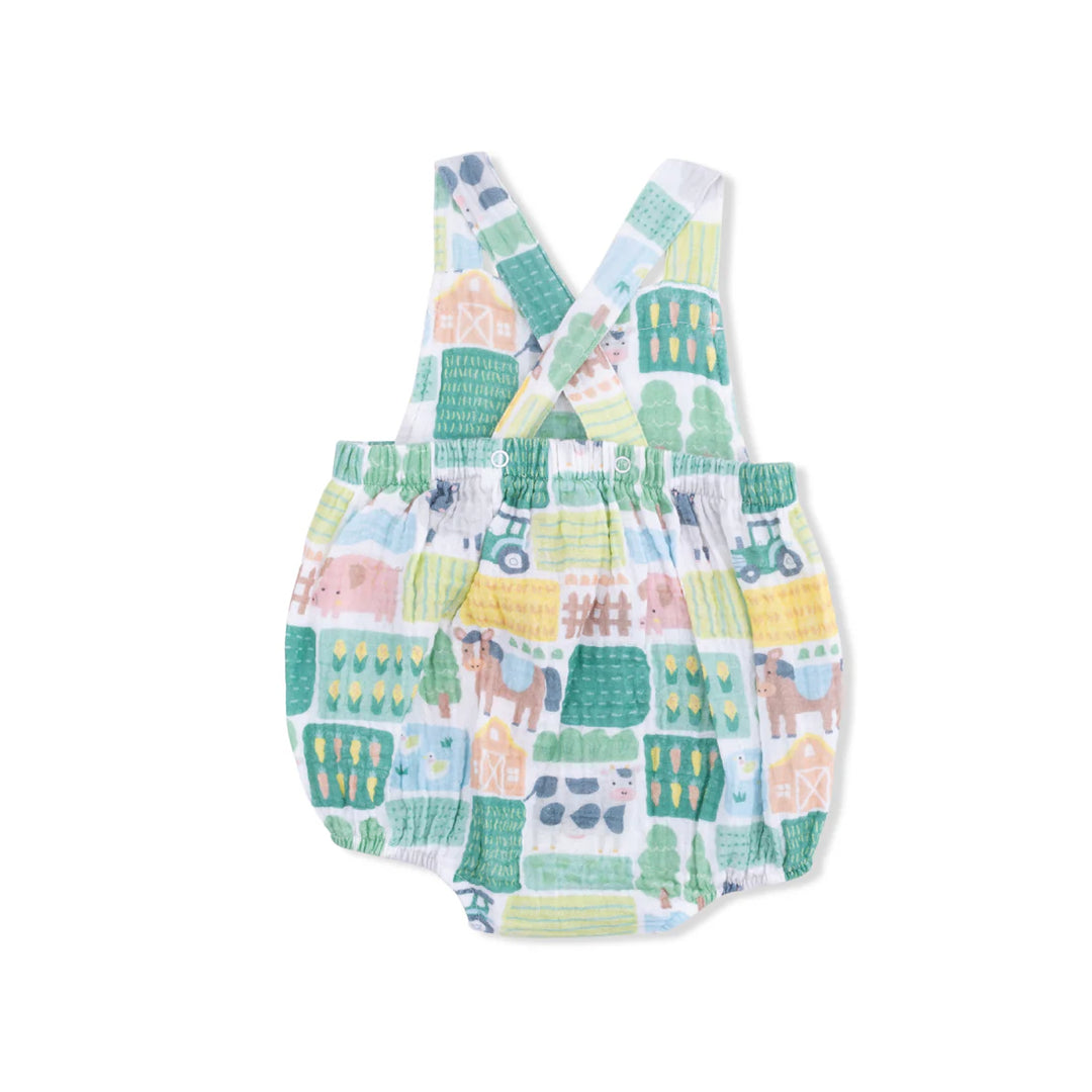 Green Patchwork Farm Retro Sunsuit