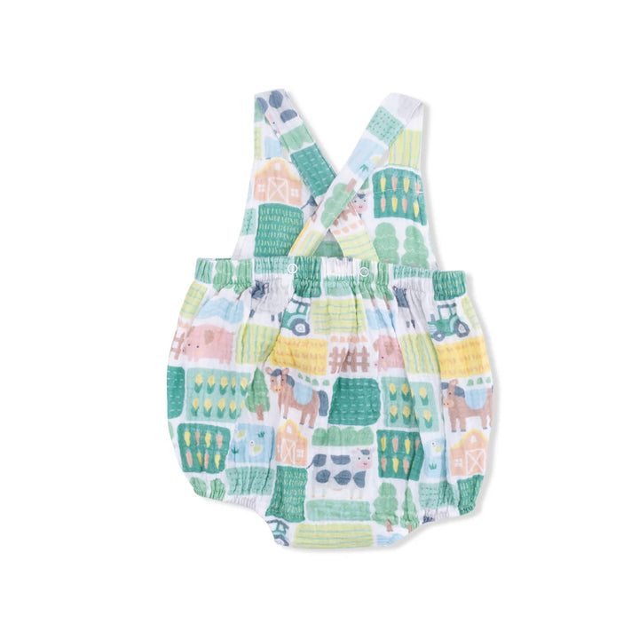 Green Patchwork Farm Retro Sunsuit