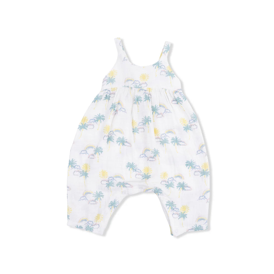 Palm Trees and Rainbows Tie Back Romper