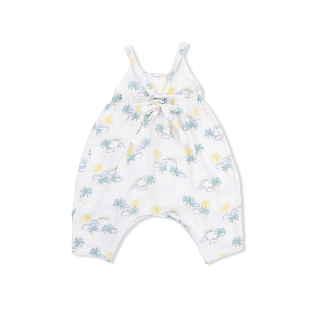 Palm Trees and Rainbows Tie Back Romper