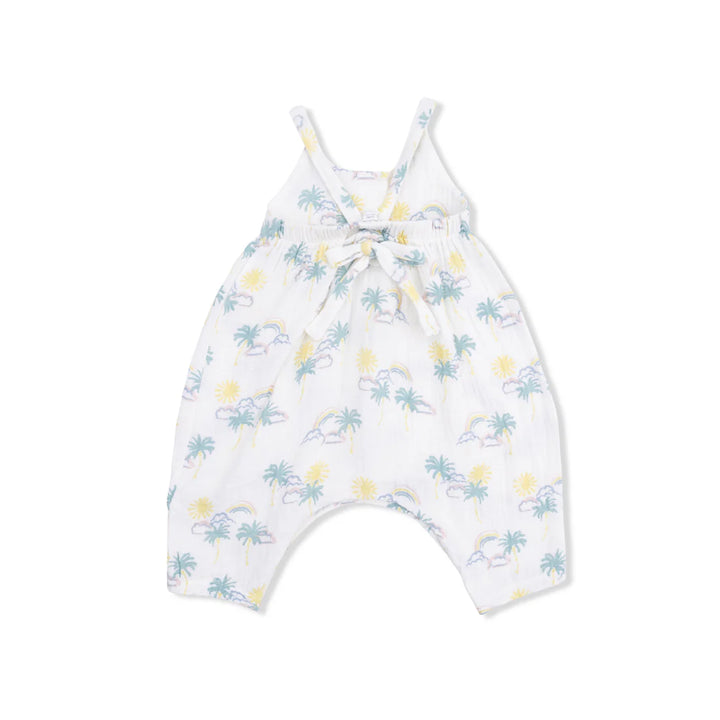 Palm Trees and Rainbows Tie Back Romper