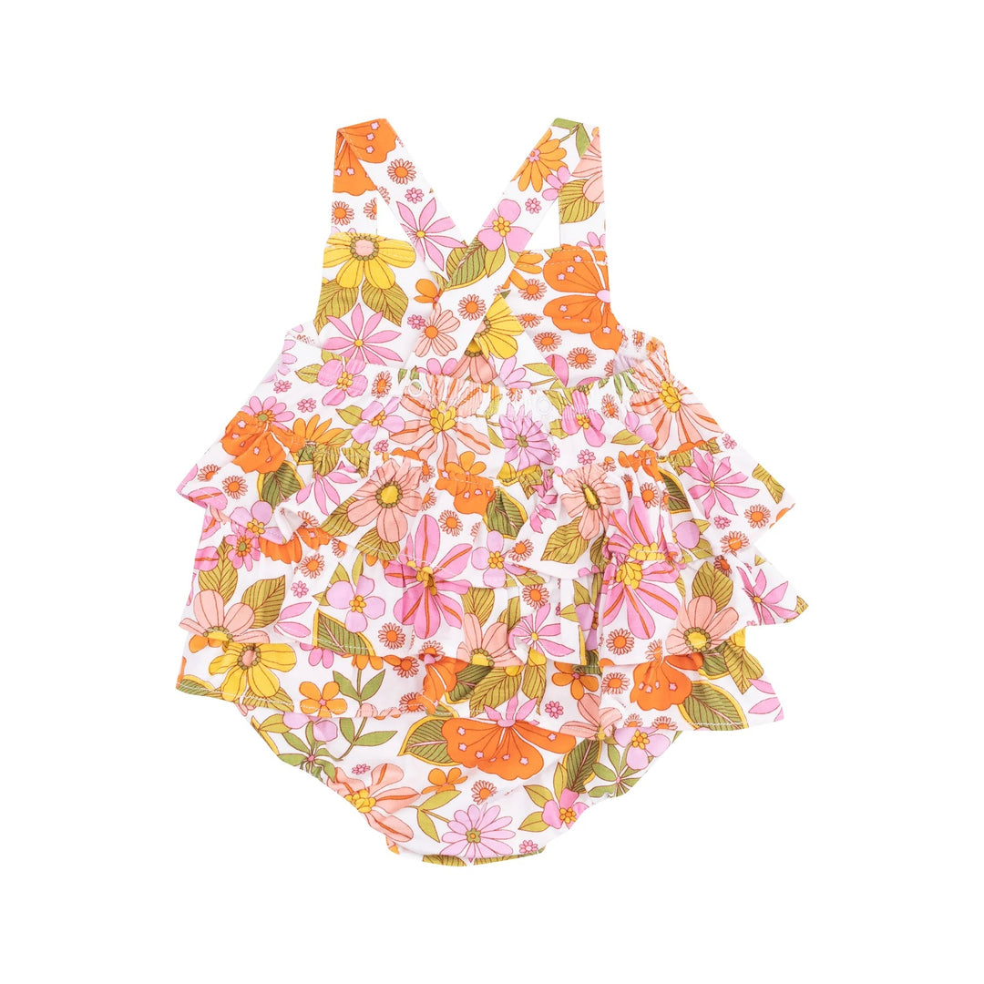 Boho Beachy Floral Ruffle Sunsuit