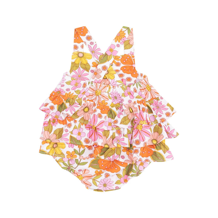 Boho Beachy Floral Ruffle Sunsuit