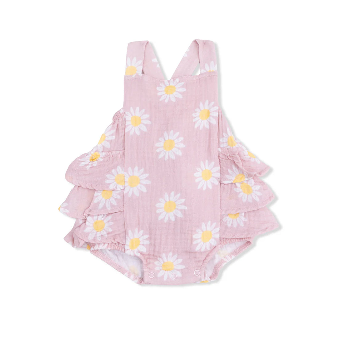 Pink Caitlyn's Daisy Ruffle Sunsuit