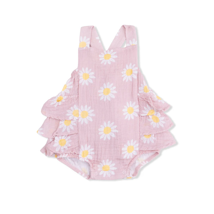 Pink Caitlyn's Daisy Ruffle Sunsuit