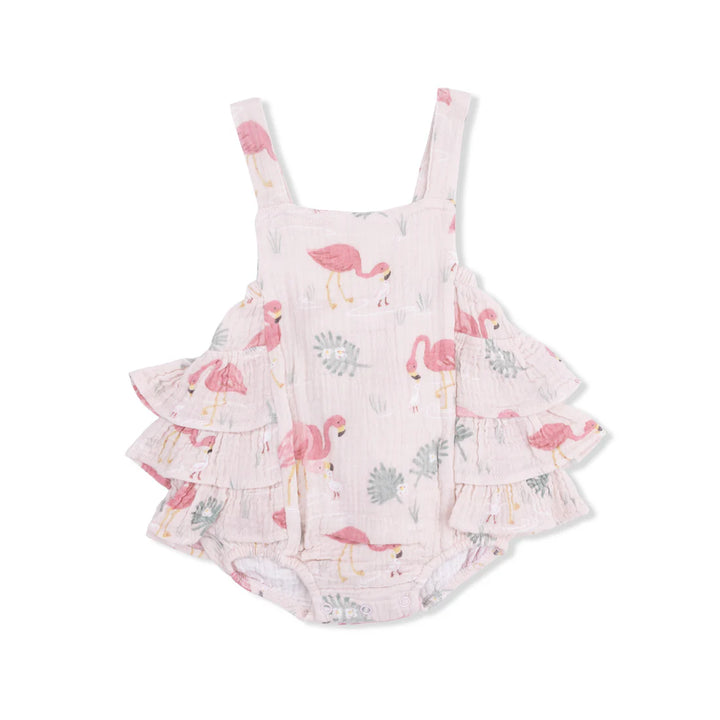 Pink Flamingos Ruffle Sunsuit