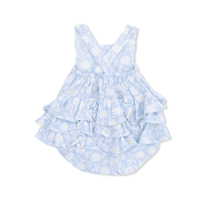 Blue Western Daisies Ruffle Sunsuit