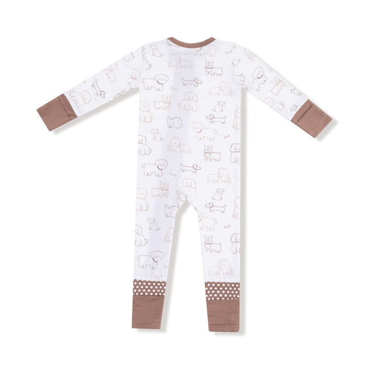 Neutral Pups Zip Footless Romper