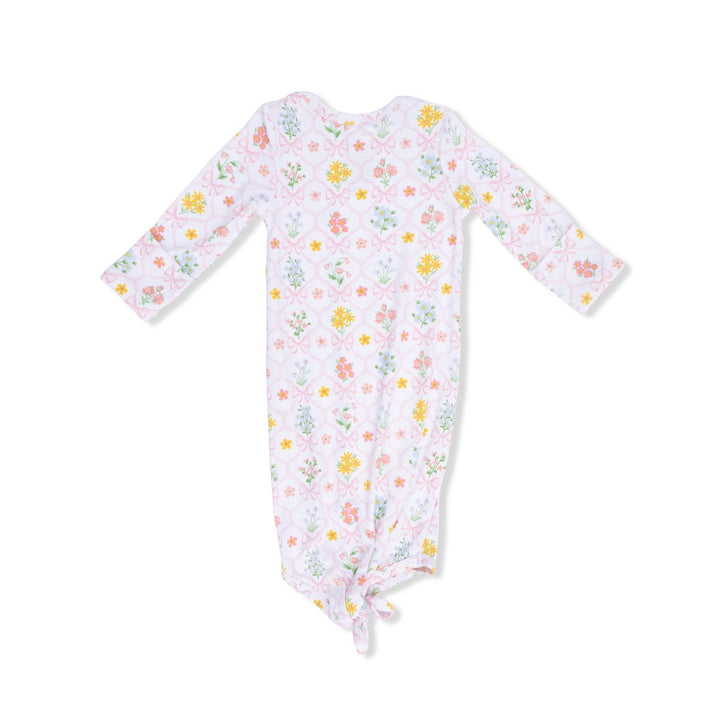 Pink Spring Blooms Bow Trellis Knotted Gown 0-3 months