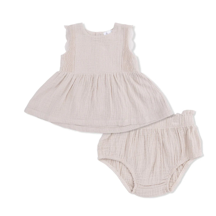 Solid Muslin French Oak Baby Doll Top + Bloomer