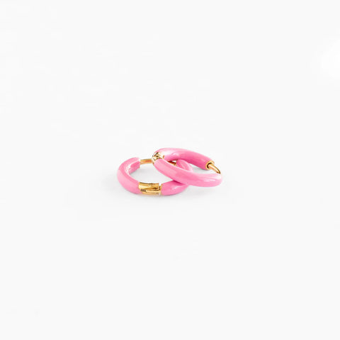 Hypoallergenic Gold and Pink Enamel Hoops