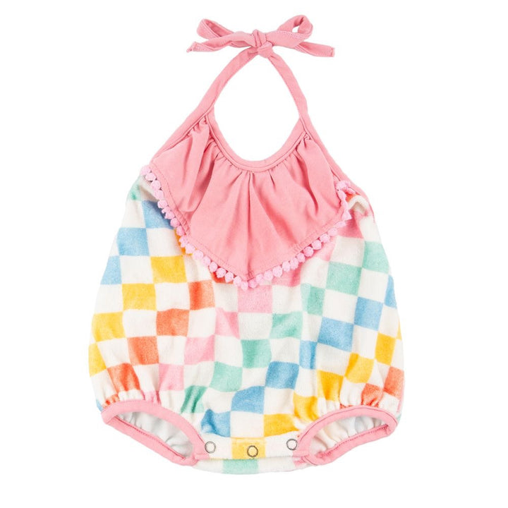 Pink Check Bubble Romper
