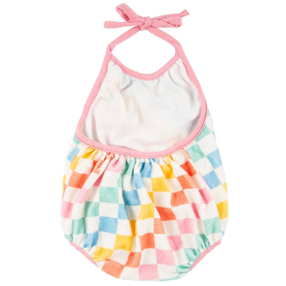 Pink Check Bubble Romper