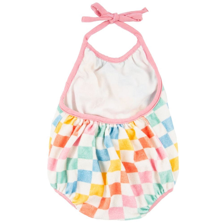 Pink Check Bubble Romper