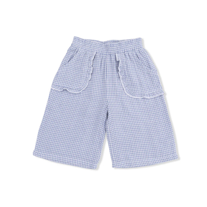 Blue Blizzard Micro Gingham Peplum Tank + Wide Leg Pant Set