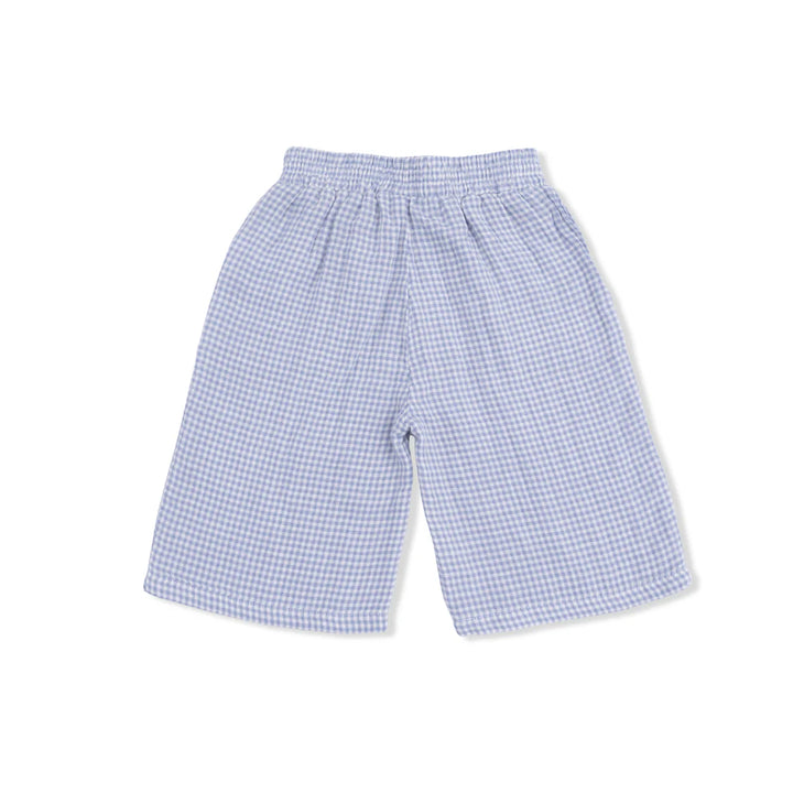 Blue Blizzard Micro Gingham Peplum Tank + Wide Leg Pant Set