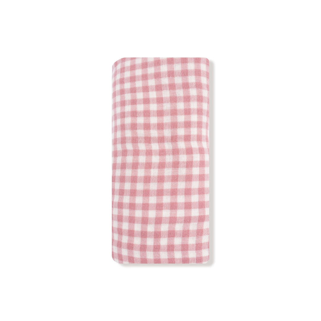 Rose Pink Plaid Swaddle Blanket
