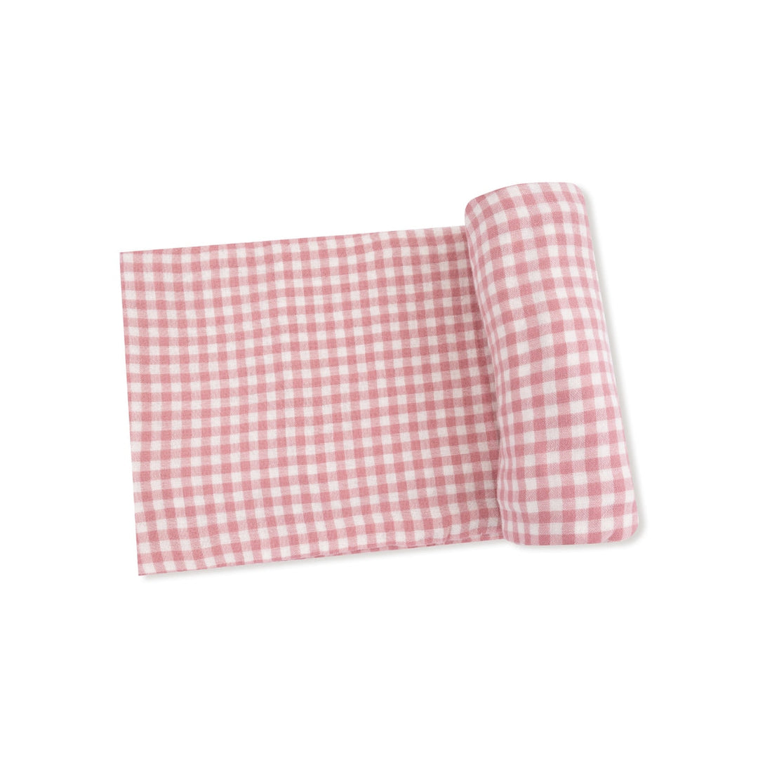 Rose Pink Plaid Swaddle Blanket