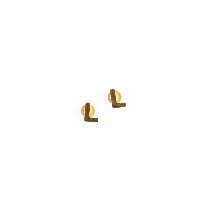 Hypoallergenic Gold Letter Studs
