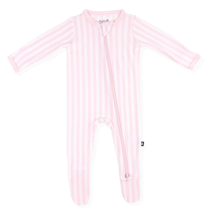 Small Sakura Stripe Zipper Footed Romper