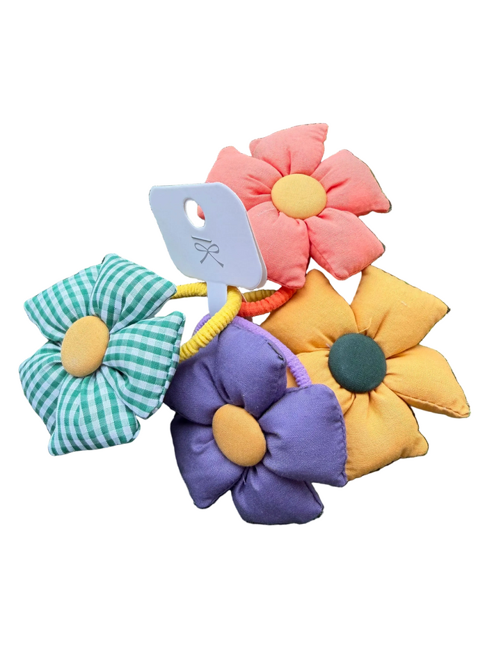 Plush Flower Hair Ties S/4
