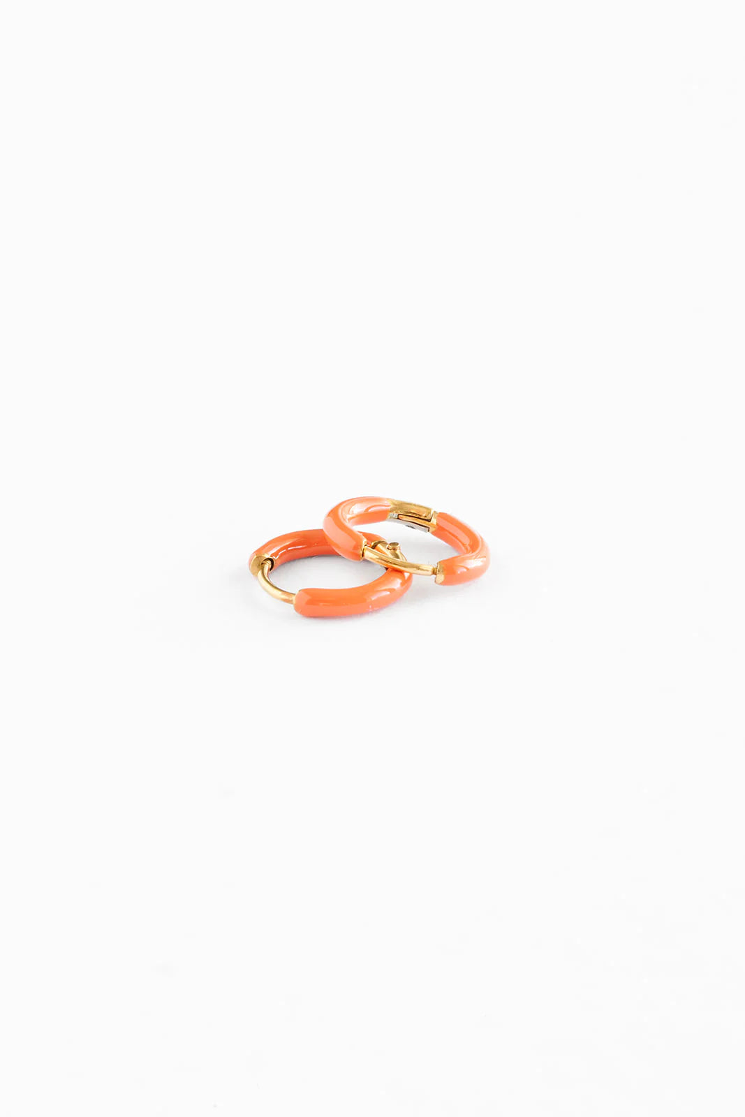 Hypoallergenic Gold and Tangerine Enamel Hoops