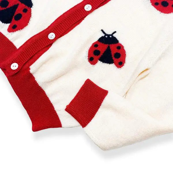 Ivory Ladybug Wooly Cardigan
