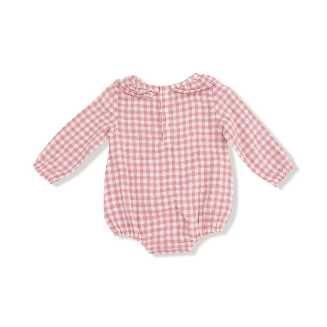 Rose Pink Plaid Bubble w/ Ruffle Collar