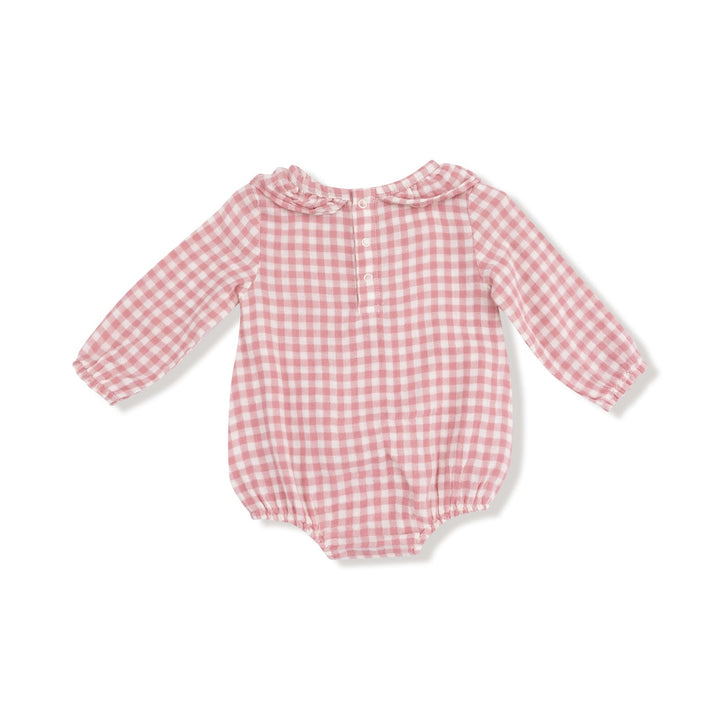 Rose Pink Plaid Bubble w/ Ruffle Collar