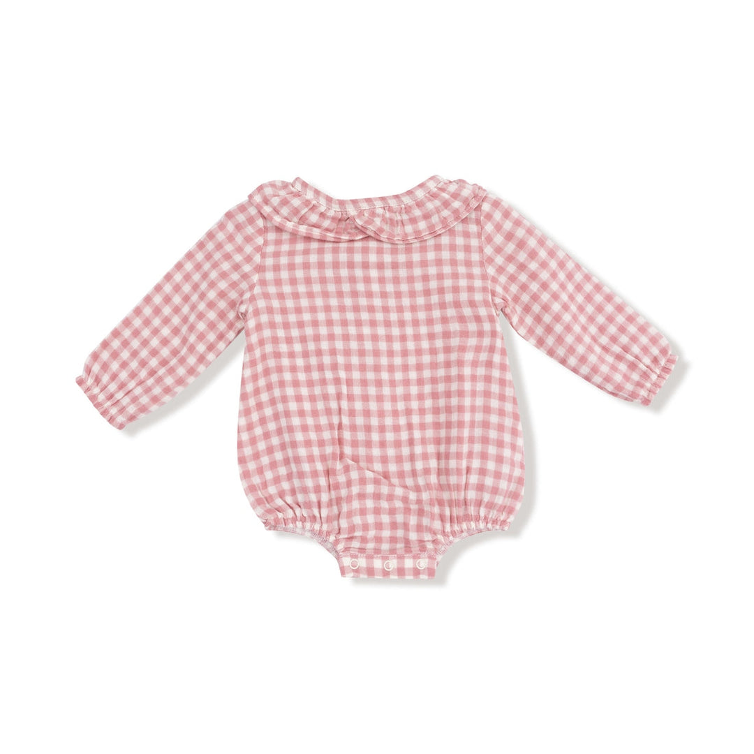 Rose Pink Plaid Bubble w/ Ruffle Collar