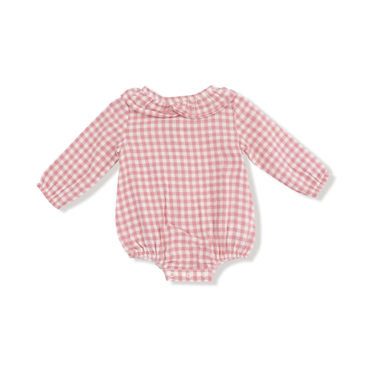 Rose Pink Plaid Bubble w/ Ruffle Collar