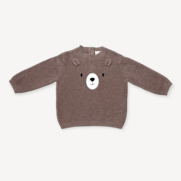 Bear Embroidered Knit Sweater