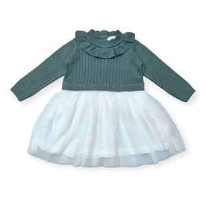 Teal Ruffle Sweater Knit Tutu Baby Dress