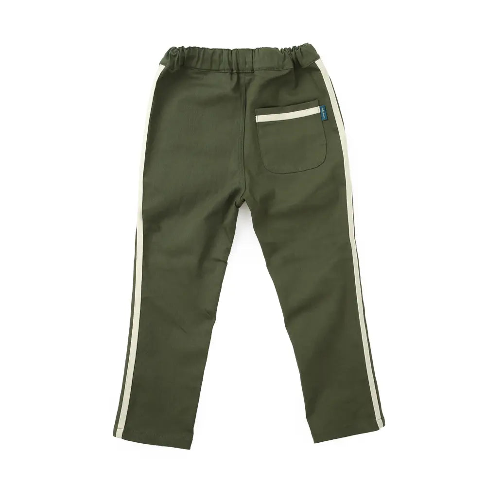 Khaki Side Stripe Pull-On Cotton Pants