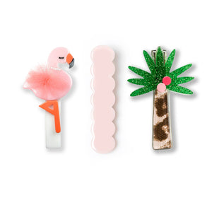 Tropical Trio Flamingo Alligator Clip Set
