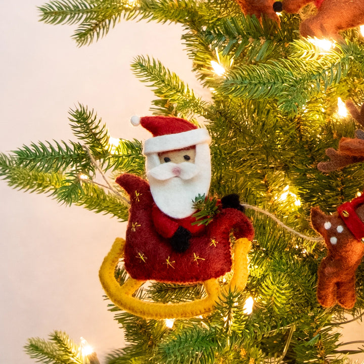 Santa Sleigh & Reindeer Felt Garland