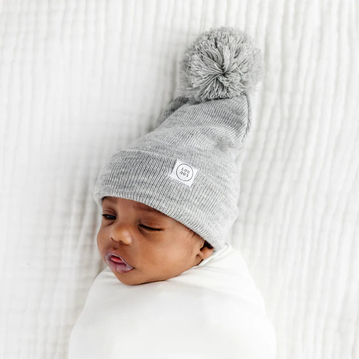 Heather Grey Beanie with Pom